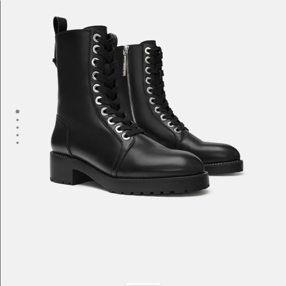 Micro studded leather biker ankle boots
